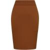imageIDEALSANXUN Womens Stretchy Pencil Skirt High Waisted Bodycon Knit Knee Length Skirt with Back SlitBrown