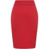 imageIDEALSANXUN Womens Stretchy Pencil Skirt High Waisted Bodycon Knit Knee Length Skirt with Back SlitRed