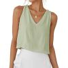imageIDEALSANXUN Womens V Neck Cropped Linen Tank Tops Spring Summer Sleeveless ShirtsLight Green
