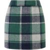 imageIDEALSANXUN Womens Wool Plaid Mini Skirt Fall Winter High Elastic Waist Short Pencil SkirtGreen New