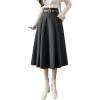 imageIDEALSANXUN Wool Midi Skirts for Womens High Waisted A Line Pleated Belted Fall Winter SkirtsDark Grey