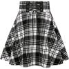 imageIDEALSANXUN Wool Plaid Mini Gothic Skirts for Womens High Waist Lace Up Short Pleated Skater SkirtsBlack