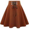 imageIDEALSANXUN Wool Plaid Mini Gothic Skirts for Womens High Waist Lace Up Short Pleated Skater SkirtsCamel