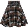 imageIDEALSANXUN Wool Plaid Mini Gothic Skirts for Womens High Waist Lace Up Short Pleated Skater SkirtsCoffee