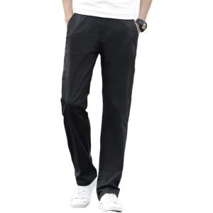 imageIDEALSANXUN Cotton Pants for Men Summer Casual Straight Leg Relaxed Fit Slacks Work Trousers Dress PantsBlack