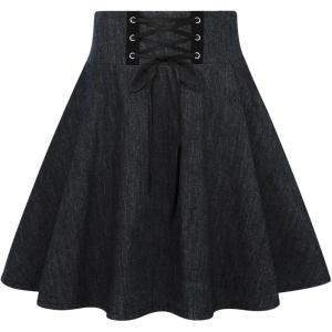 imageIDEALSANXUN Gothic Plaid Mini Skirts for Women Short High Waist Plaid SkirtsDenim Black