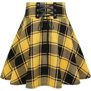 imageIDEALSANXUN Gothic Plaid Mini Skirts for Women Short High Waist Plaid SkirtsPlaid Yellow 01