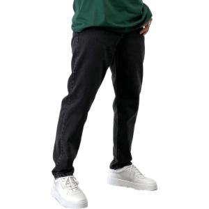 imageIDEALSANXUN Mens Baggy Jeans Casual Loose Fit Straight Leg Classic Denim Jeans PantsBlack
