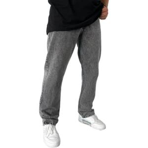 imageIDEALSANXUN Mens Baggy Jeans Casual Loose Fit Straight Leg Classic Denim Jeans PantsGrey