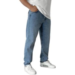 imageIDEALSANXUN Mens Baggy Jeans Casual Loose Fit Straight Leg Classic Denim Jeans PantsLight Blue