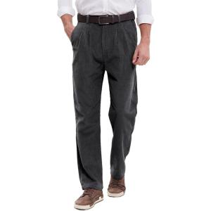 imageIDEALSANXUN Mens Corduroy Pants Pleated Casual Straight Leg Fall Winter Dress Pant TrouserDark Grey