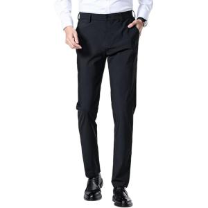imageIDEALSANXUN Mens Dress Pants Summer Casual Relaxed Fit Elastic Waist Slacks Straight Leg Suit PantsBlack