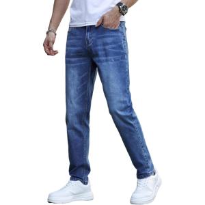 imageIDEALSANXUN Mens Skinny Jeans Casual Stretch Slim Fit Straight Leg Classic Denim Jeans PantsDark Blue