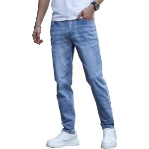 imageIDEALSANXUN Mens Skinny Jeans Casual Stretch Slim Fit Straight Leg Classic Denim Jeans PantsLight Blue