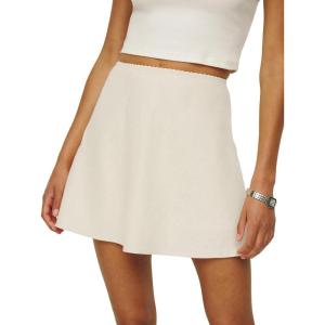 imageIDEALSANXUN Womens Cotton Linen Skirts Spring Summer High Waisted A Line Mini SkirtBeige