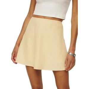 imageIDEALSANXUN Womens Cotton Linen Skirts Spring Summer High Waisted A Line Mini SkirtKhaki