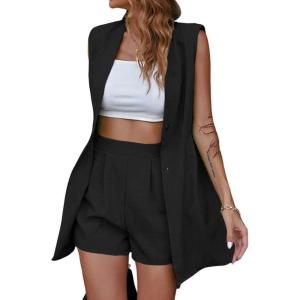 imageIDEALSANXUN Womens Long Vest for Women Sleeveless Linen Jackets Cardigan Spring Summer TopsBlack