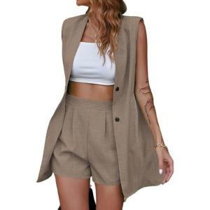 imageIDEALSANXUN Womens Long Vest for Women Sleeveless Linen Jackets Cardigan Spring Summer TopsDark Khaki