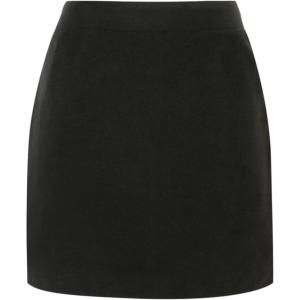 imageIDEALSANXUN Womens Wool Plaid Mini Skirt Fall Winter High Elastic Waist Short Pencil SkirtPure Black