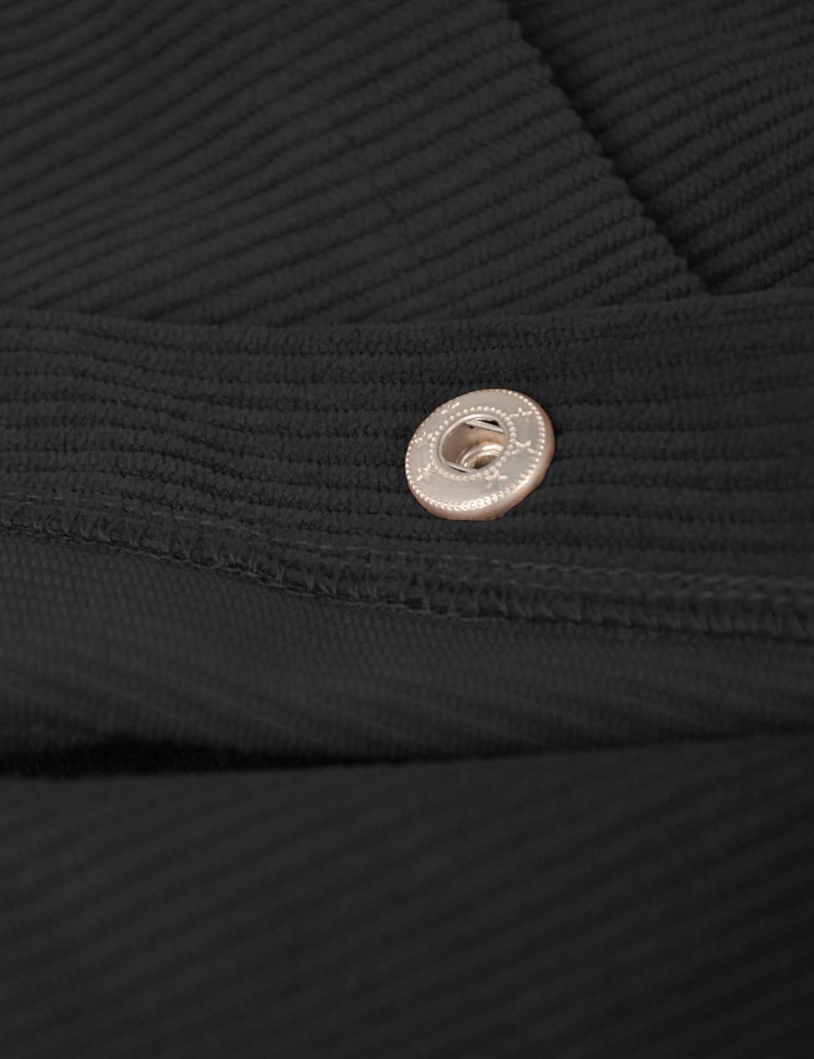 imageIDEALSANXUN Corduroy Skirt Women Fall Winter Elastic High Waisted Button A Line Vintage Cute Midi Skirts with SlitBlack