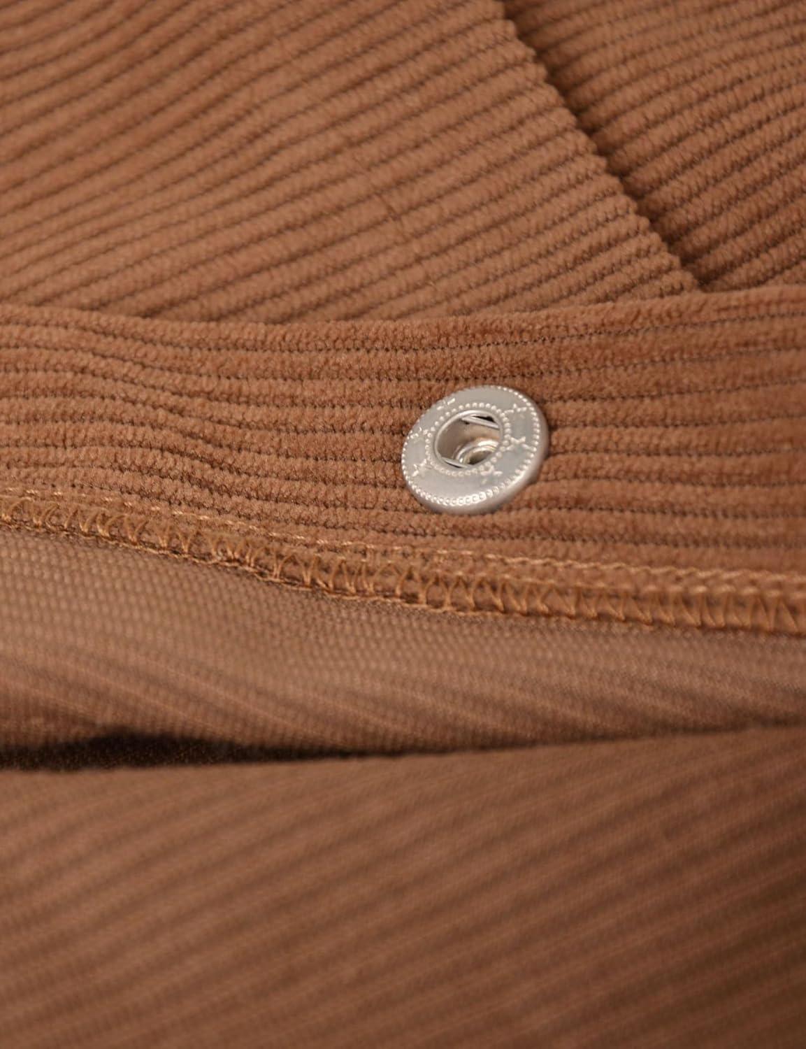 imageIDEALSANXUN Corduroy Skirt Women Fall Winter Elastic High Waisted Button A Line Vintage Cute Midi Skirts with SlitBrown