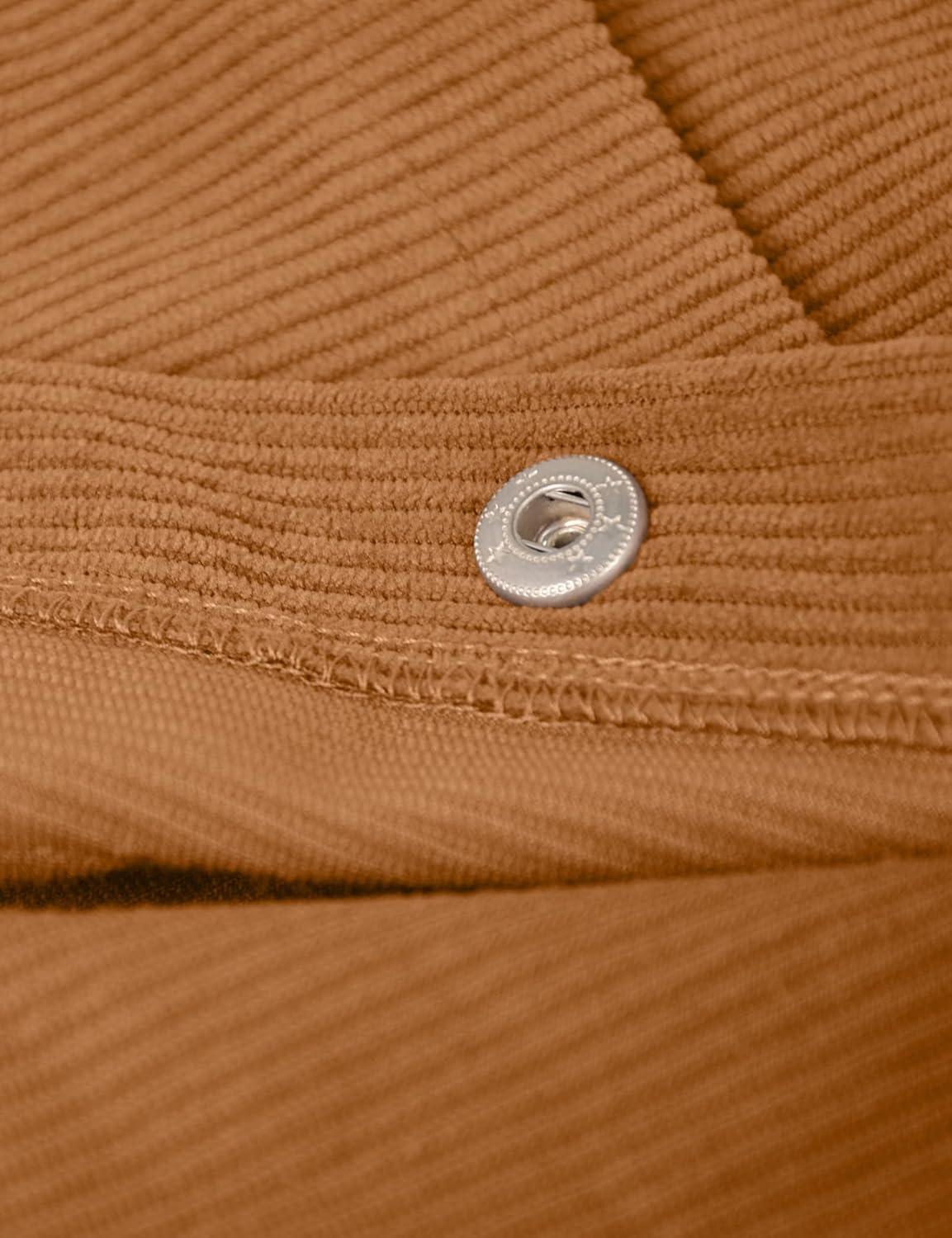 imageIDEALSANXUN Corduroy Skirt Women Fall Winter Elastic High Waisted Button A Line Vintage Cute Midi Skirts with SlitKhaki