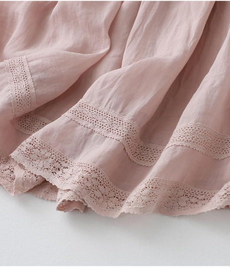 imageIDEALSANXUN Linen Skirts for Women Summer Casual Elastic High Waisted Flowy A Line Midi Skirt with LiningPink