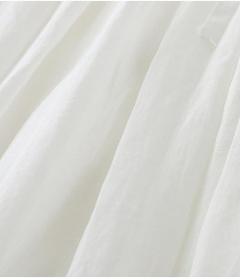 imageIDEALSANXUN Linen Skirts for Women Summer Casual Elastic High Waisted Flowy A Line Midi Skirt with LiningWhite