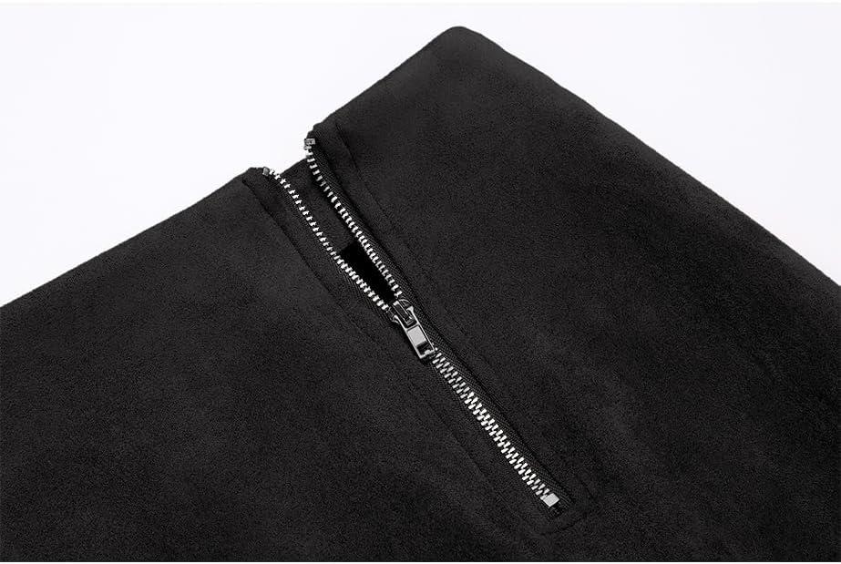 imageIDEALSANXUN Suede Skirts for Women High Waisted Bodycon Mini Skirt with Double ZipperBlack