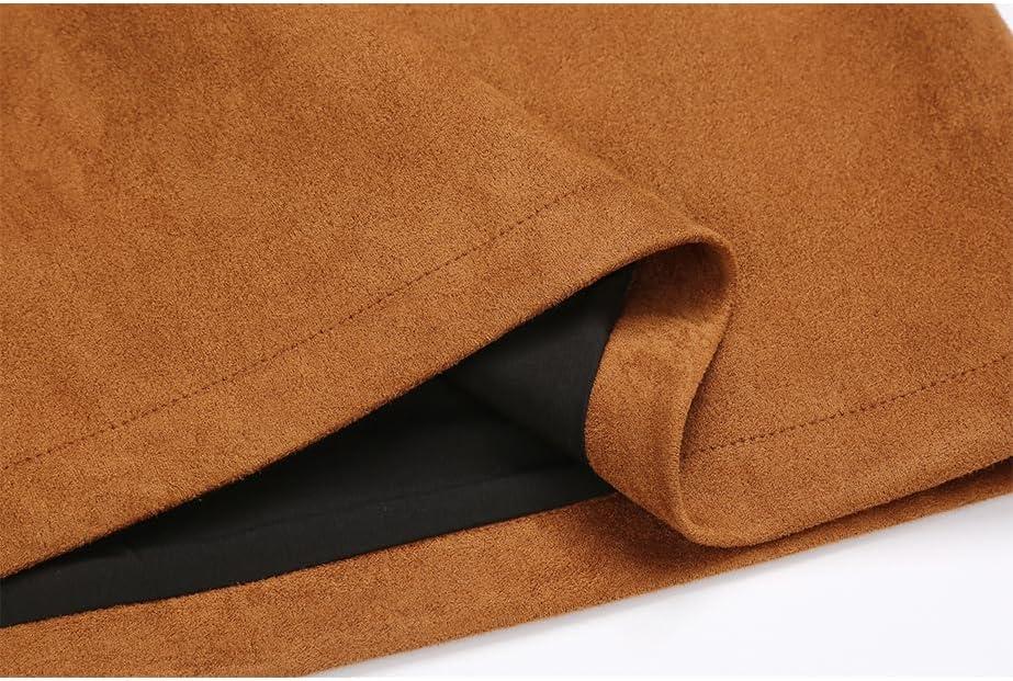 imageIDEALSANXUN Suede Skirts for Women High Waisted Bodycon Mini Skirt with Double ZipperBrown