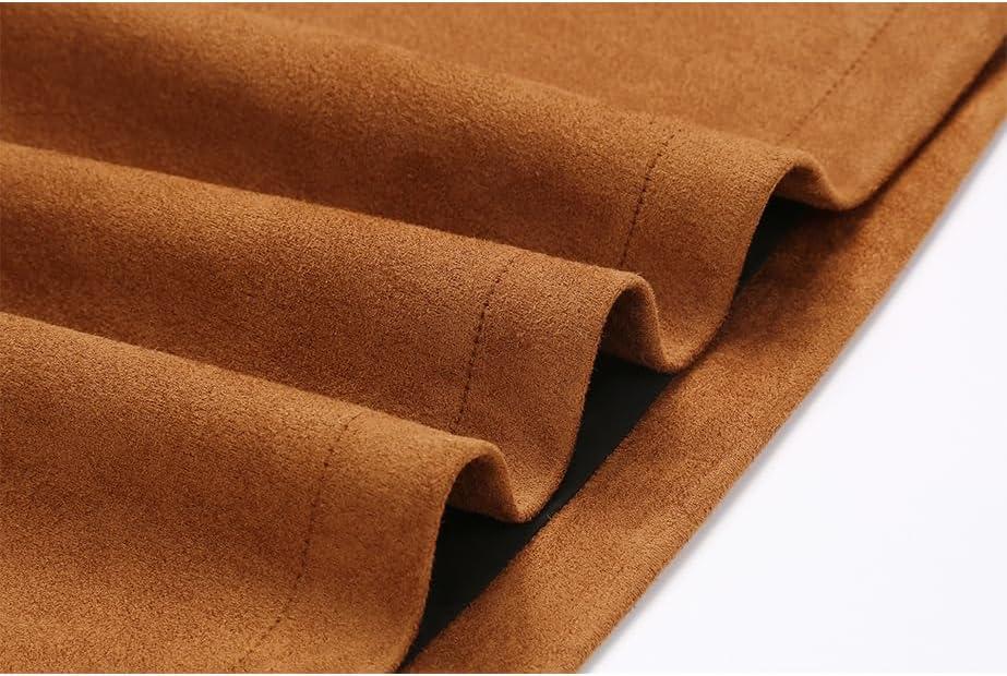 imageIDEALSANXUN Suede Skirts for Women High Waisted Bodycon Mini Skirt with Double ZipperBrown