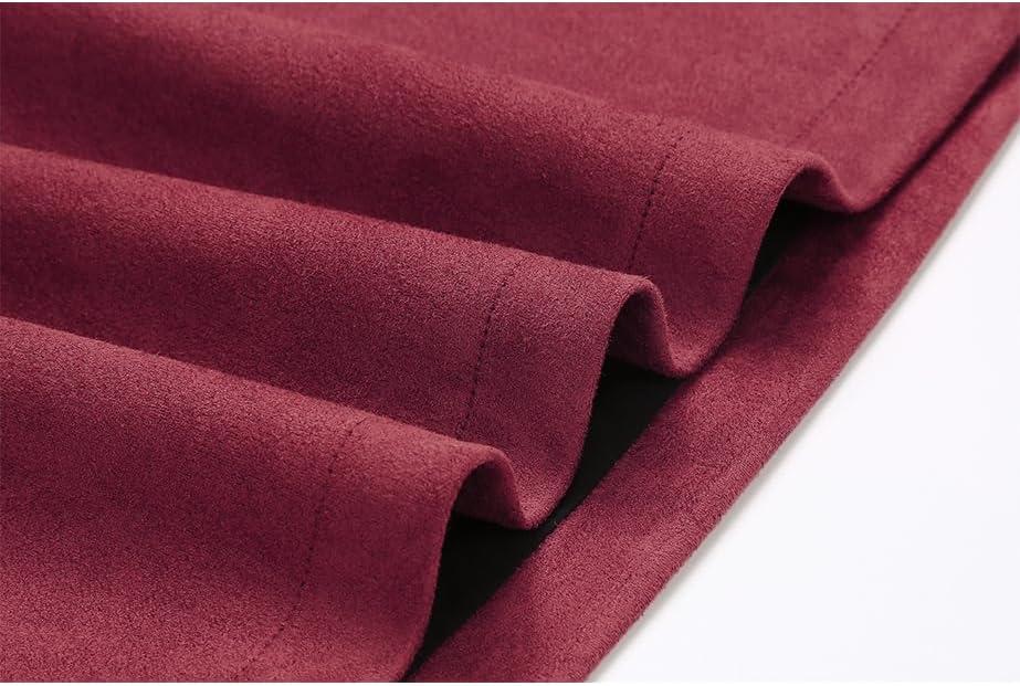 imageIDEALSANXUN Suede Skirts for Women High Waisted Bodycon Mini Skirt with Double ZipperWine