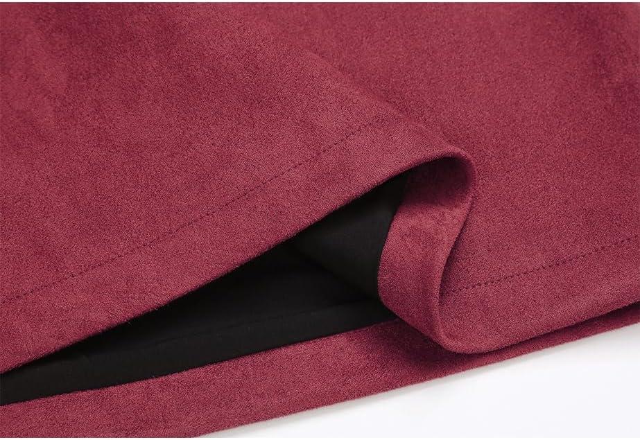 imageIDEALSANXUN Suede Skirts for Women High Waisted Bodycon Mini Skirt with Double ZipperWine