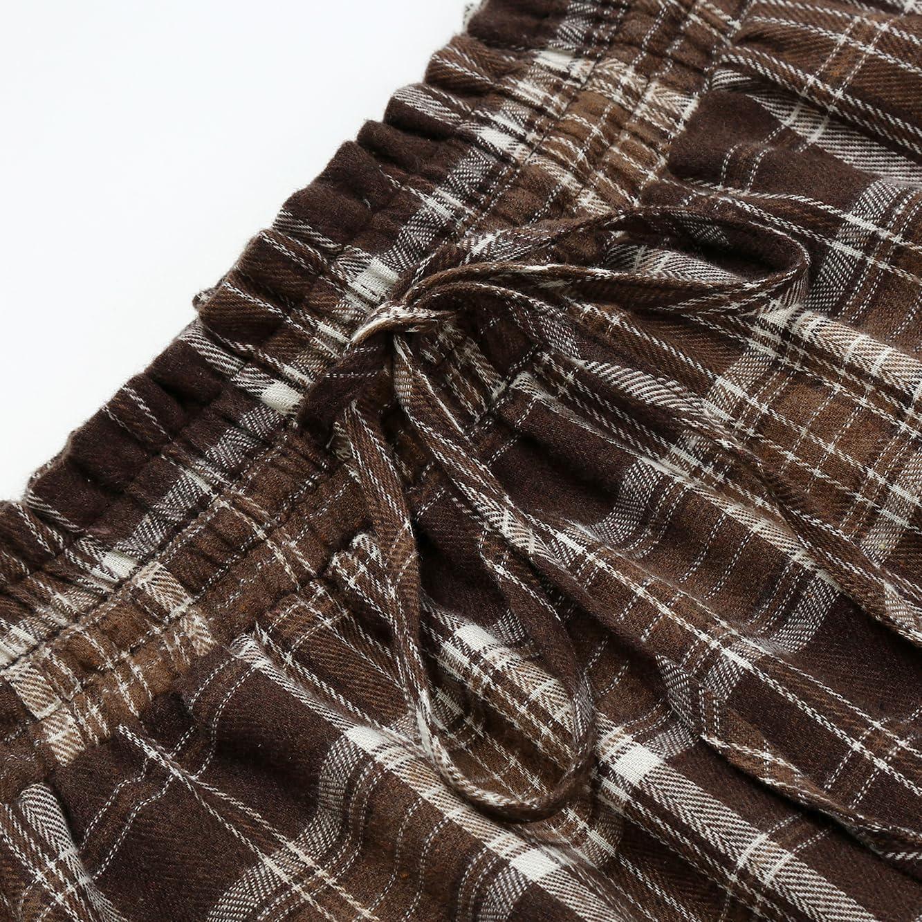 imageIDEALSANXUN Womens Long Plaid Skirts High Waisted A Line Renaissance Maxi Skirt with PocketsBrown