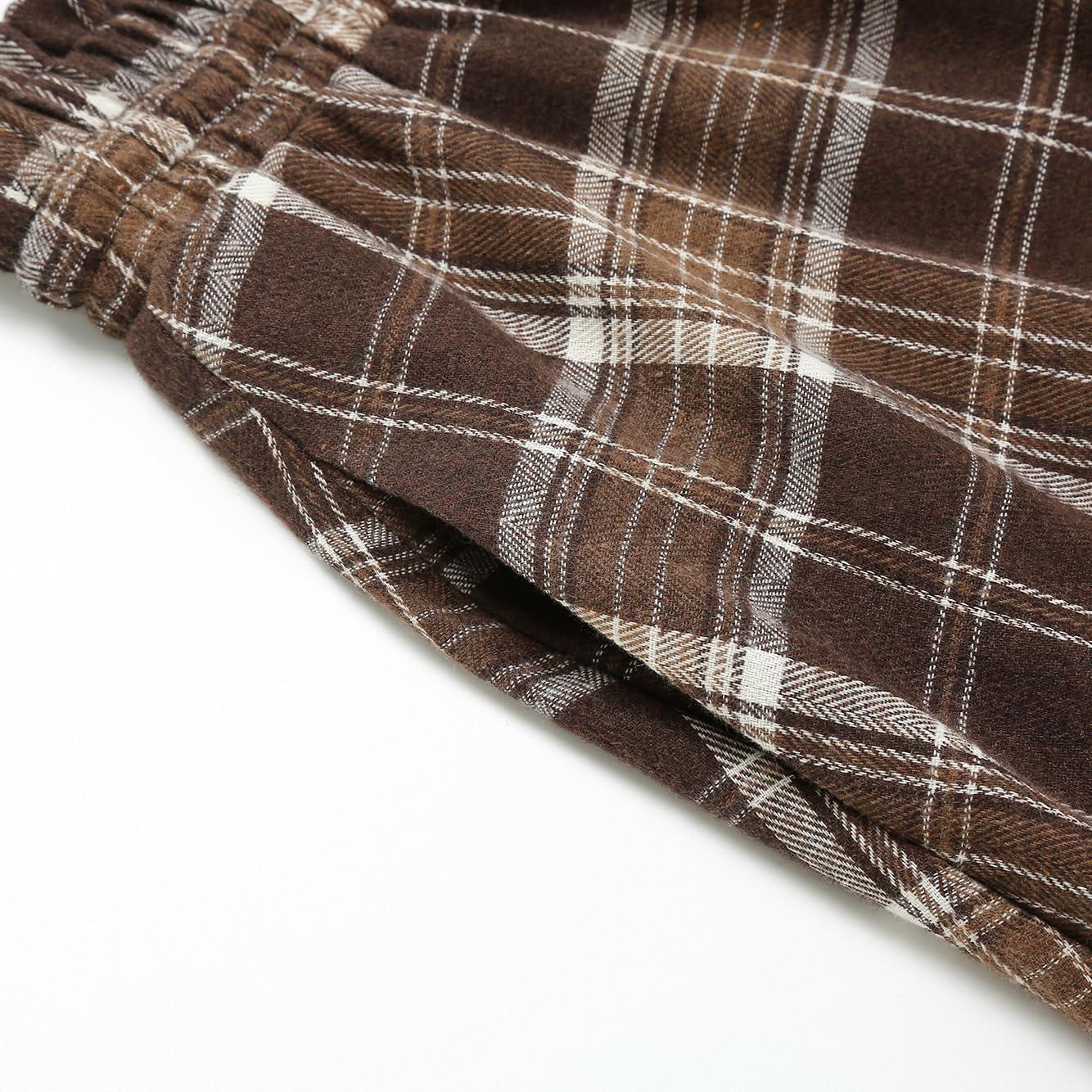 imageIDEALSANXUN Womens Long Plaid Skirts High Waisted A Line Renaissance Maxi Skirt with PocketsBrown