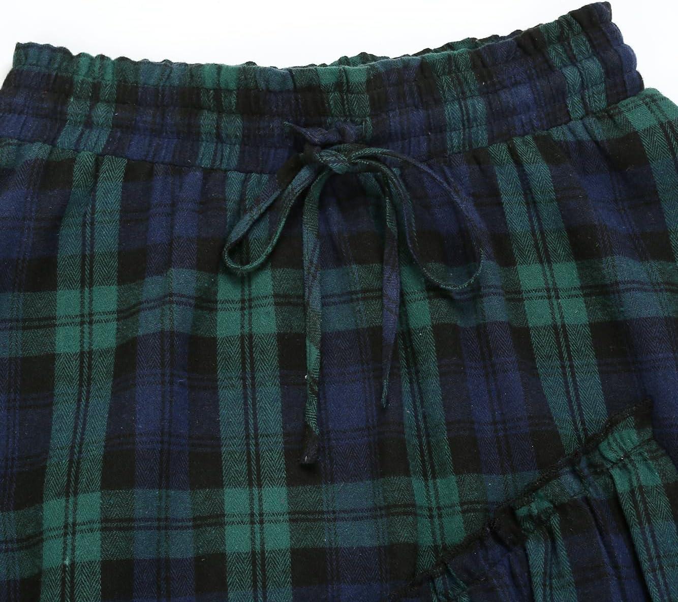 imageIDEALSANXUN Womens Long Plaid Skirts High Waisted A Line Renaissance Maxi Skirt with PocketsGreen