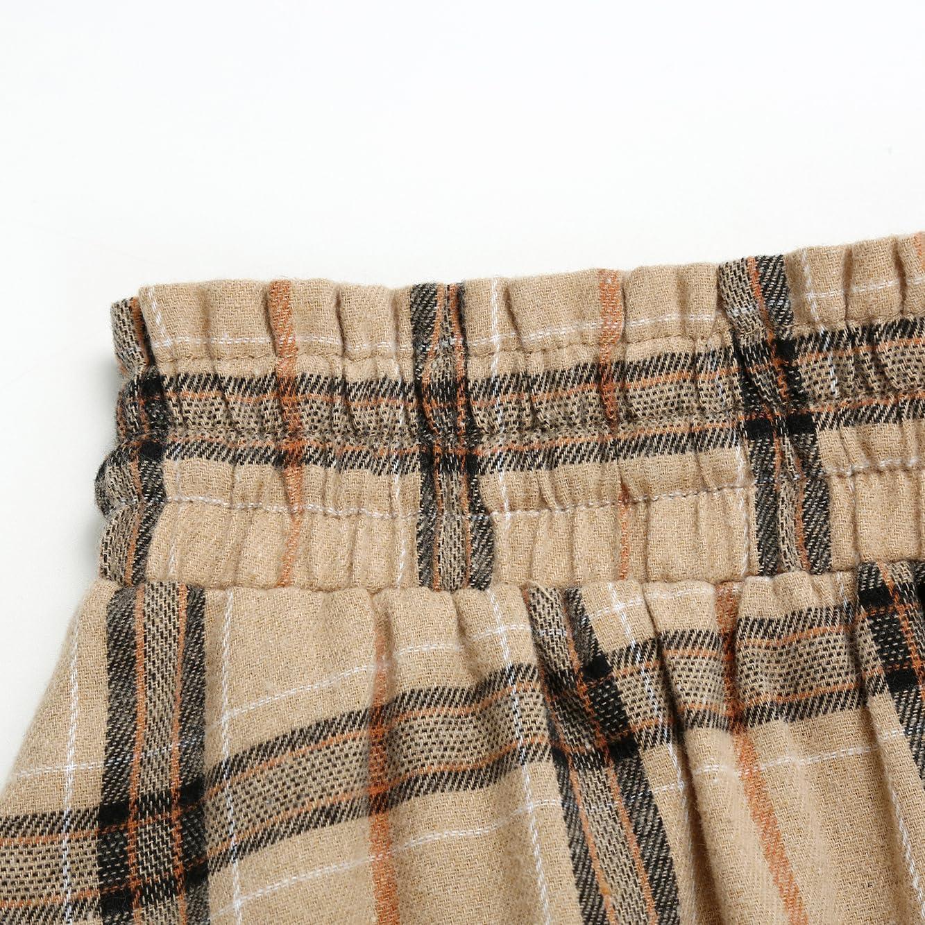 imageIDEALSANXUN Womens Long Plaid Skirts High Waisted A Line Renaissance Maxi Skirt with PocketsKhaki