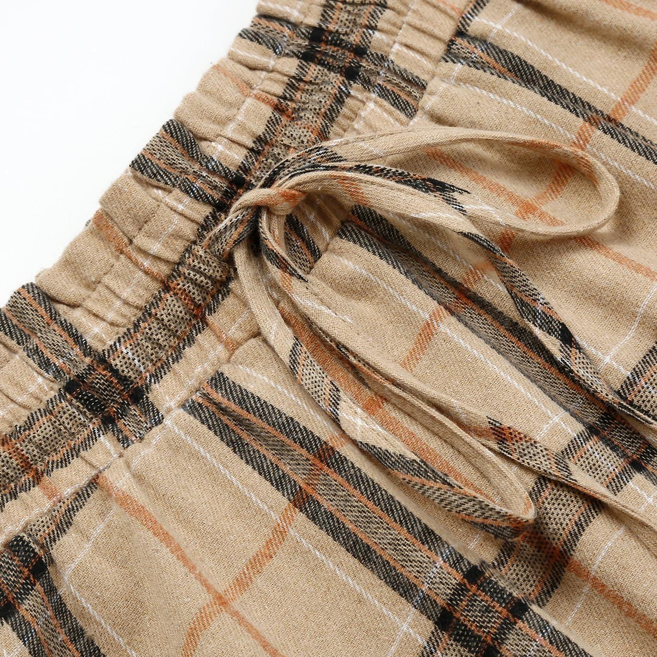 imageIDEALSANXUN Womens Long Plaid Skirts High Waisted A Line Renaissance Maxi Skirt with PocketsKhaki