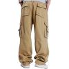 imageIDEALSANXUN Baggy Cargo Pants Men Casual Loose Fit Y2k Pants Khaki 36
