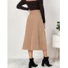 imageIDEALSANXUN Corduroy Skirt Women Fall Winter Elastic High Waisted Button A Line Vintage Cute Midi Skirts with SlitBeige