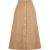 imageIDEALSANXUN Corduroy Skirt Women Fall Winter Elastic High Waisted Button A Line Vintage Cute Midi Skirts with SlitBeige