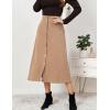 imageIDEALSANXUN Corduroy Skirt Women Fall Winter Elastic High Waisted Button A Line Vintage Cute Midi Skirts with SlitBeige