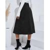 imageIDEALSANXUN Corduroy Skirt Women Fall Winter Elastic High Waisted Button A Line Vintage Cute Midi Skirts with SlitBlack