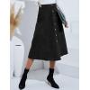 imageIDEALSANXUN Corduroy Skirt Women Fall Winter Elastic High Waisted Button A Line Vintage Cute Midi Skirts with SlitBlack