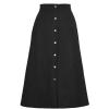 imageIDEALSANXUN Corduroy Skirt Women Fall Winter Elastic High Waisted Button A Line Vintage Cute Midi Skirts with SlitBlack