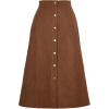 imageIDEALSANXUN Corduroy Skirt Women Fall Winter Elastic High Waisted Button A Line Vintage Cute Midi Skirts with SlitBrown