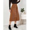 imageIDEALSANXUN Corduroy Skirt Women Fall Winter Elastic High Waisted Button A Line Vintage Cute Midi Skirts with SlitKhaki