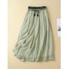 imageIDEALSANXUN Linen Skirts for Women Casual Lightweight 2024 Summer Vintage A Line Drawstring Elastic High Waist Midi SkirtsGreen