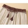 imageIDEALSANXUN Linen Skirts for Women Casual Lightweight 2024 Summer Vintage A Line Drawstring Elastic High Waist Midi SkirtsKhaki