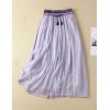 imageIDEALSANXUN Linen Skirts for Women Casual Lightweight 2024 Summer Vintage A Line Drawstring Elastic High Waist Midi SkirtsPurple